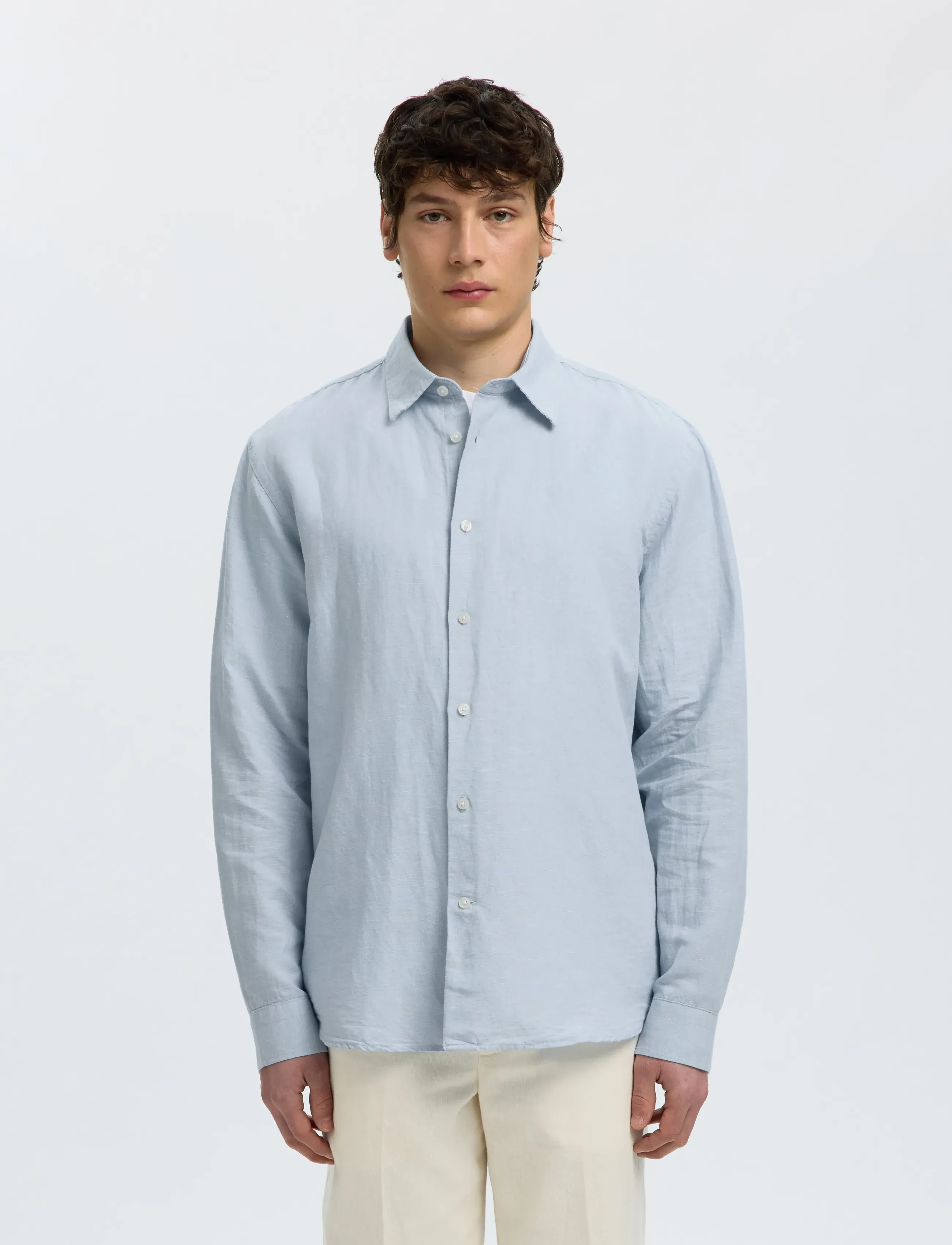 Selected SLMREGCLAY LINENBLEND LS SHIRT CLA NOOS - Casual skjortor - DUSTY BLUE / blue