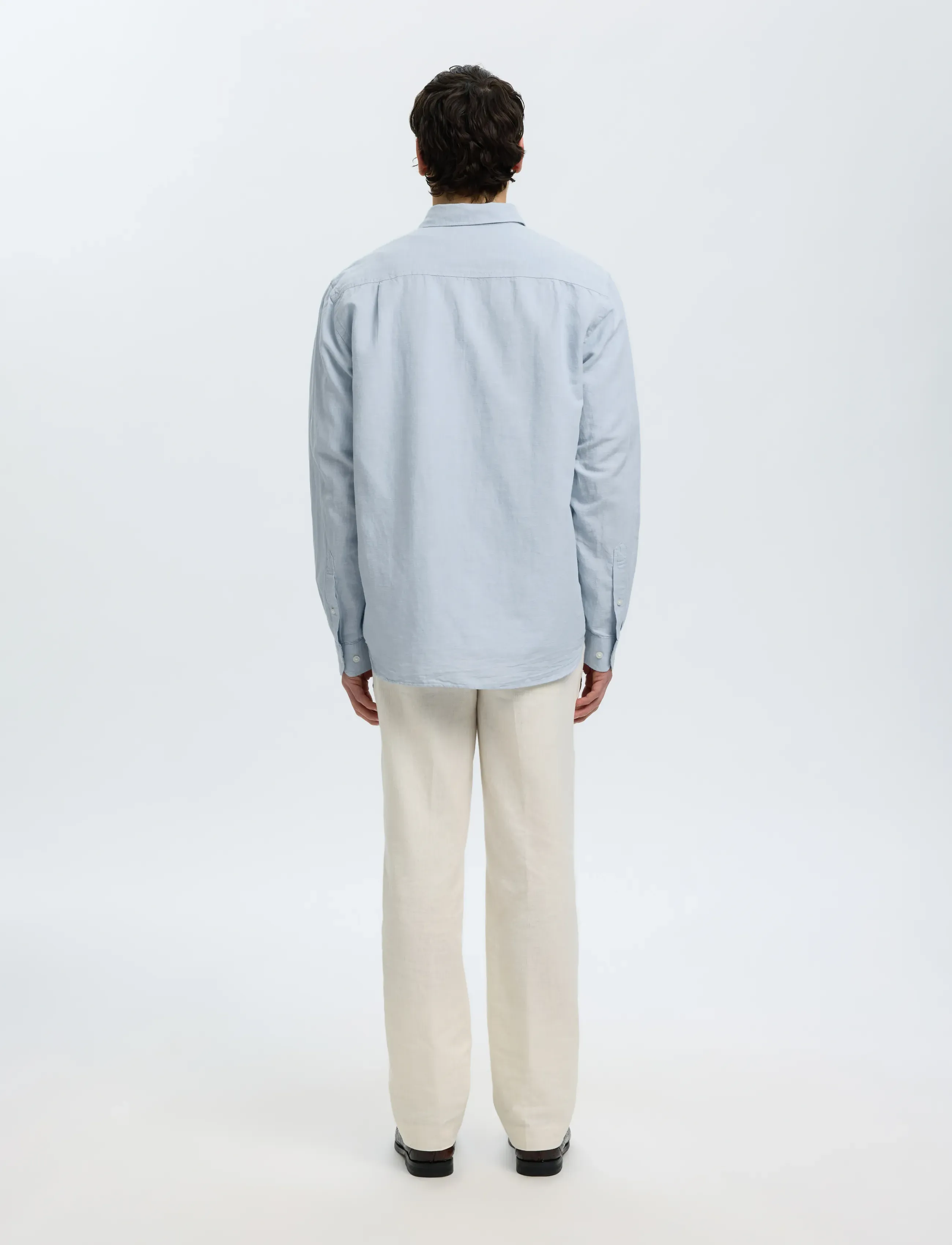 Selected - SLMREGCLAUS CLAY LINENBLEND LS SHT NOOS - casual skjorter - dusty blue - 2