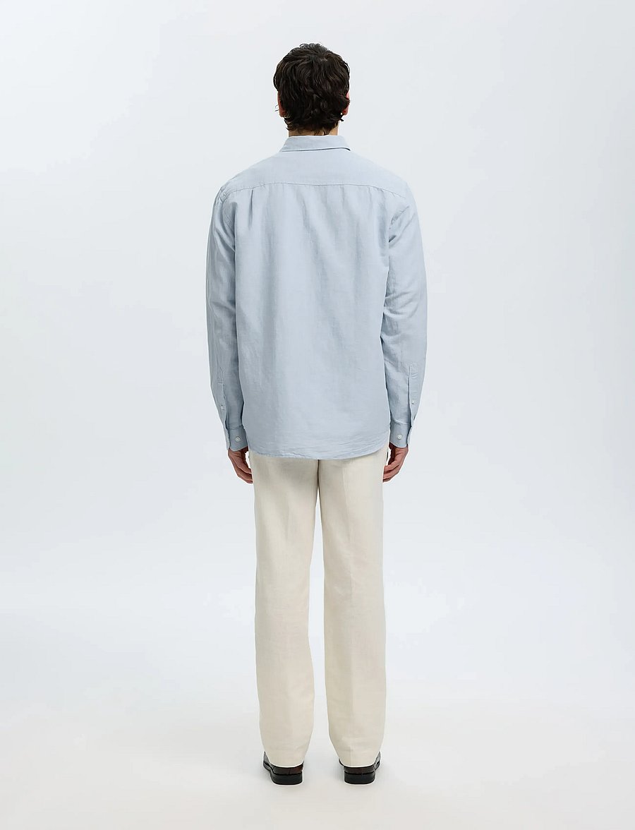 Selected - SLMREGCLAUS CLAY LINENBLEND LS SHT NOOS - casual skjorter - dusty blue - 2