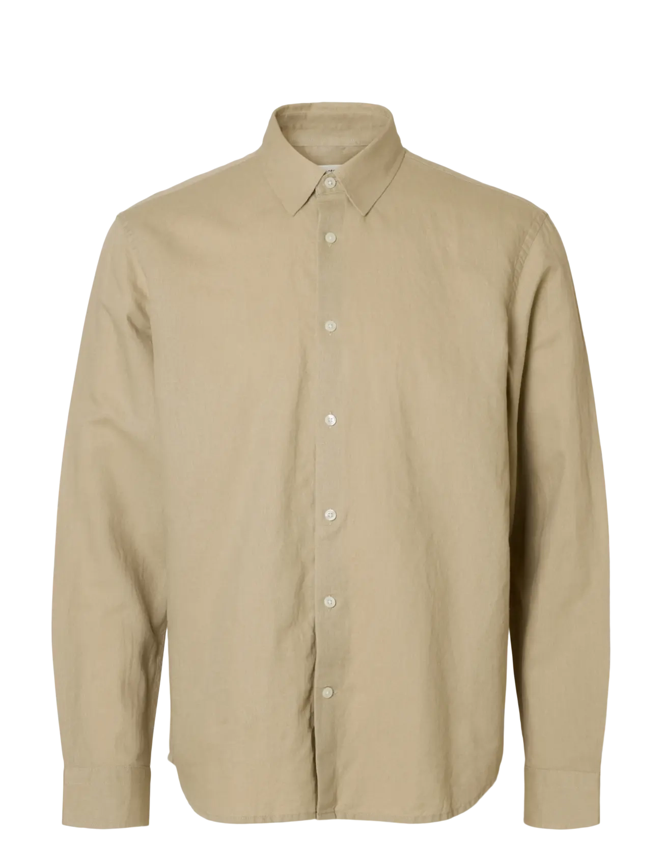Selected SLMREGCLAUS CLAY LINENBLEND LS SHT NOOS - Skjorter - PURE CASHMERE / beige