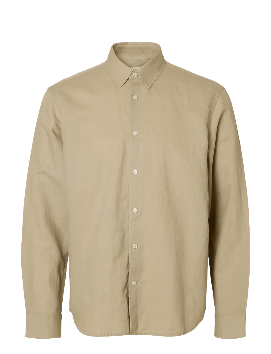 Selected - SLMREGCLAUS CLAY LINENBLEND LS SHT NOOS - casual skjorter - pure cashmere - 1