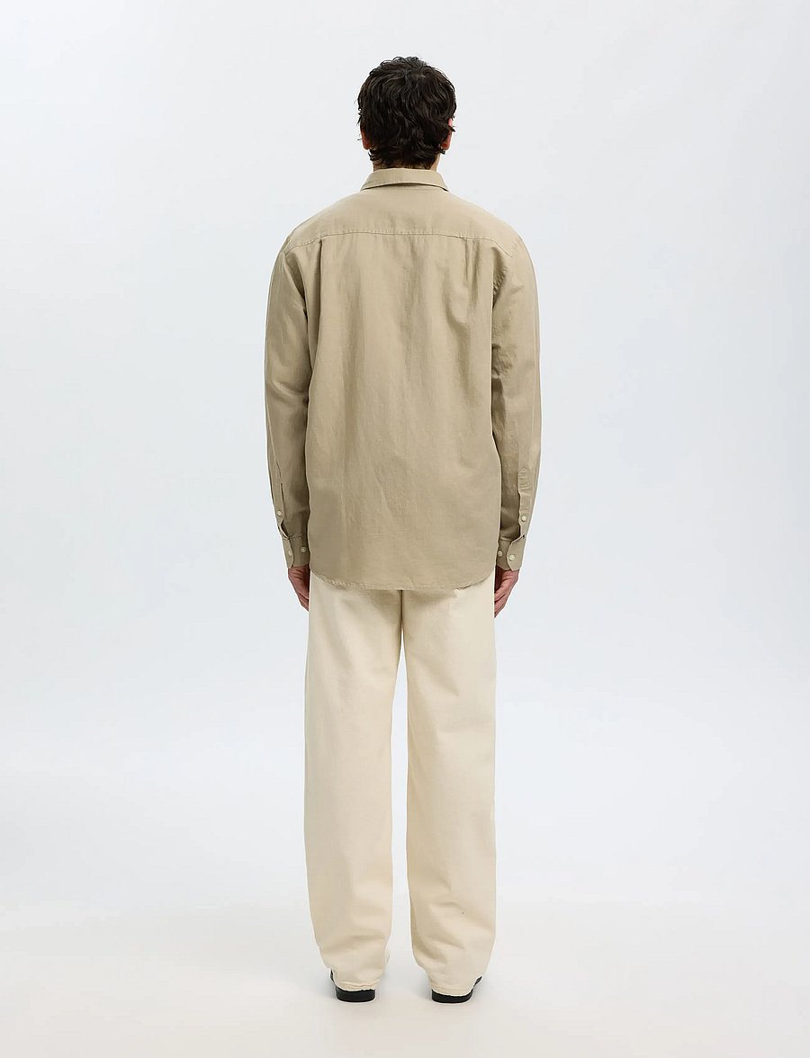 Selected - SLMREGCLAUS CLAY LINENBLEND LS SHT NOOS - casual skjorter - pure cashmere - 2