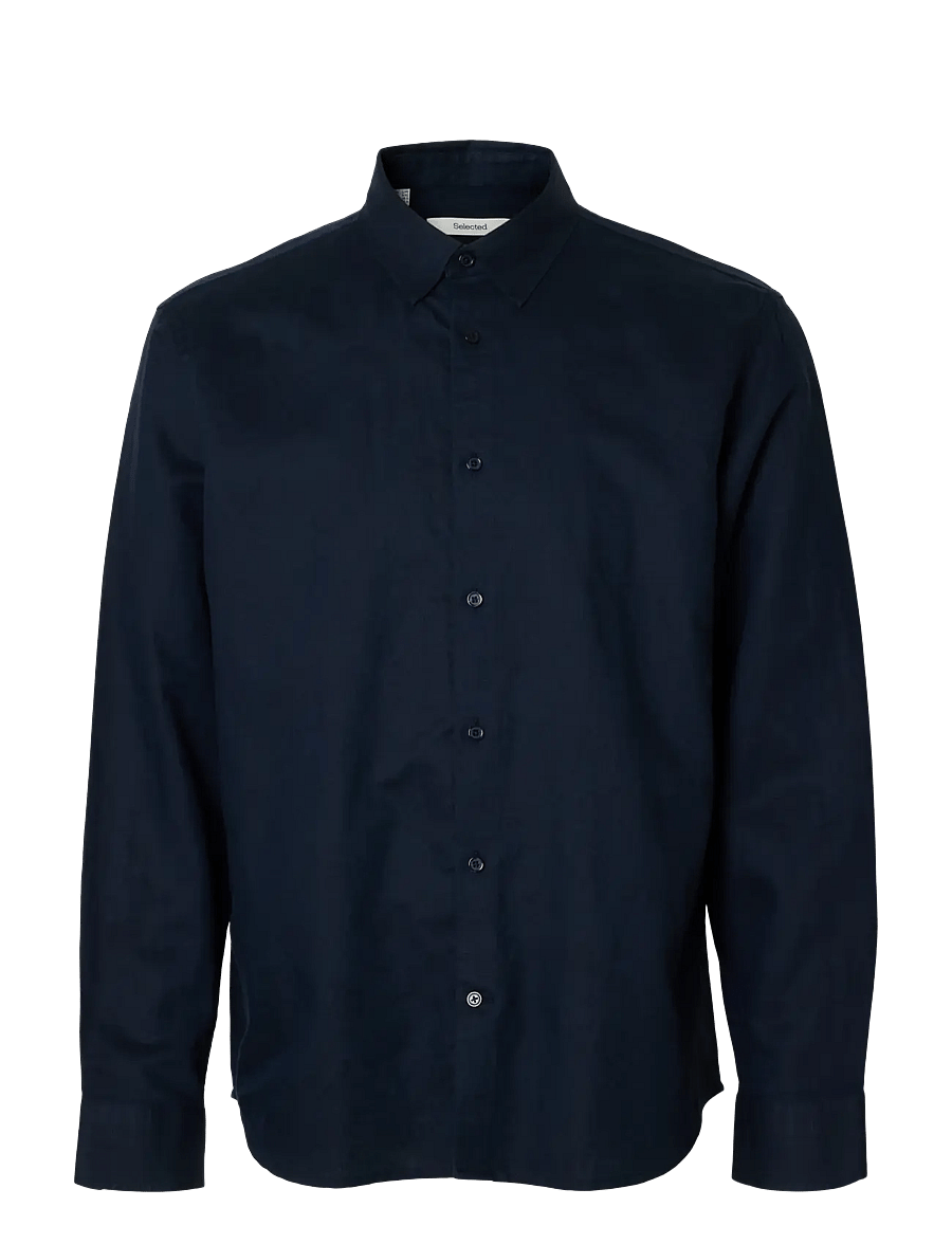 Selected - SLMREGCLAUS CLAY LINENBLEND LS SHT NOOS - casual skjorter - sky captain - 1