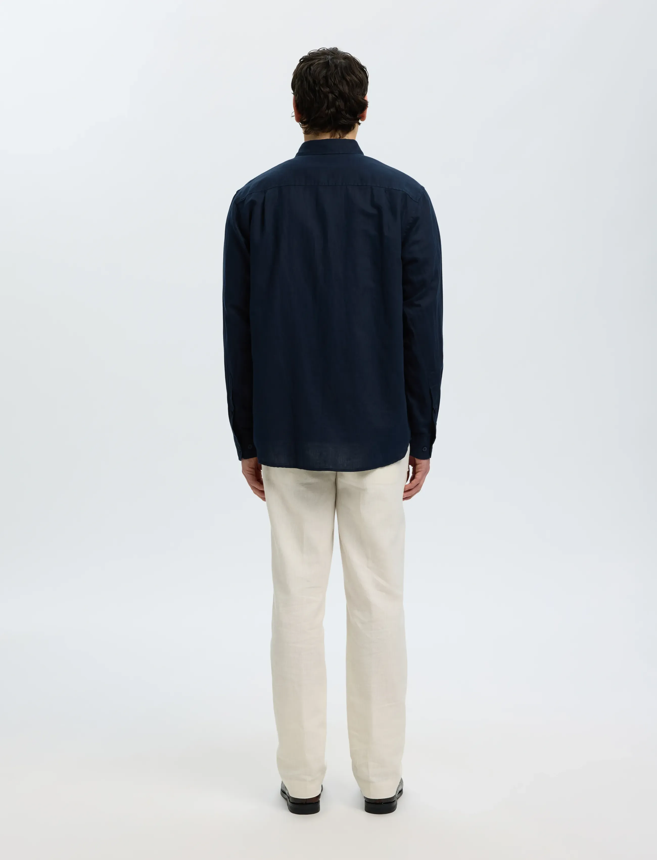 Selected - SLMREGCLAUS CLAY LINENBLEND LS SHT NOOS - casual skjorter - sky captain - 2