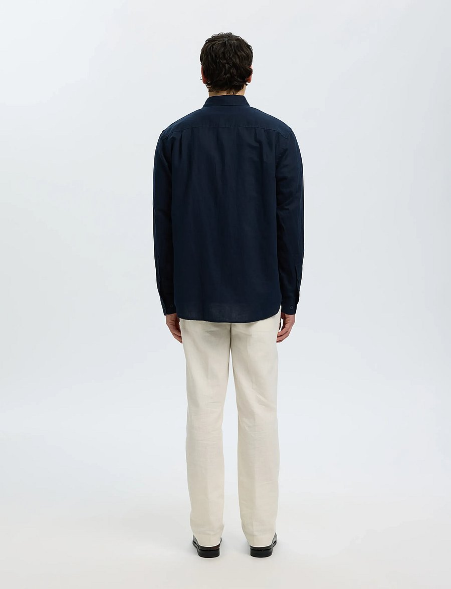 Selected - SLMREGCLAUS CLAY LINENBLEND LS SHT NOOS - casual skjorter - sky captain - 2