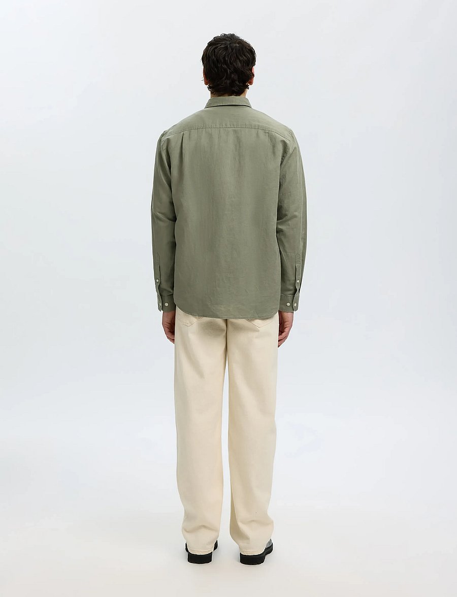 Selected - SLMREGCLAY LINENBLEND LS SHIRT CLA NOOS - casual skjorter - vetiver - 2