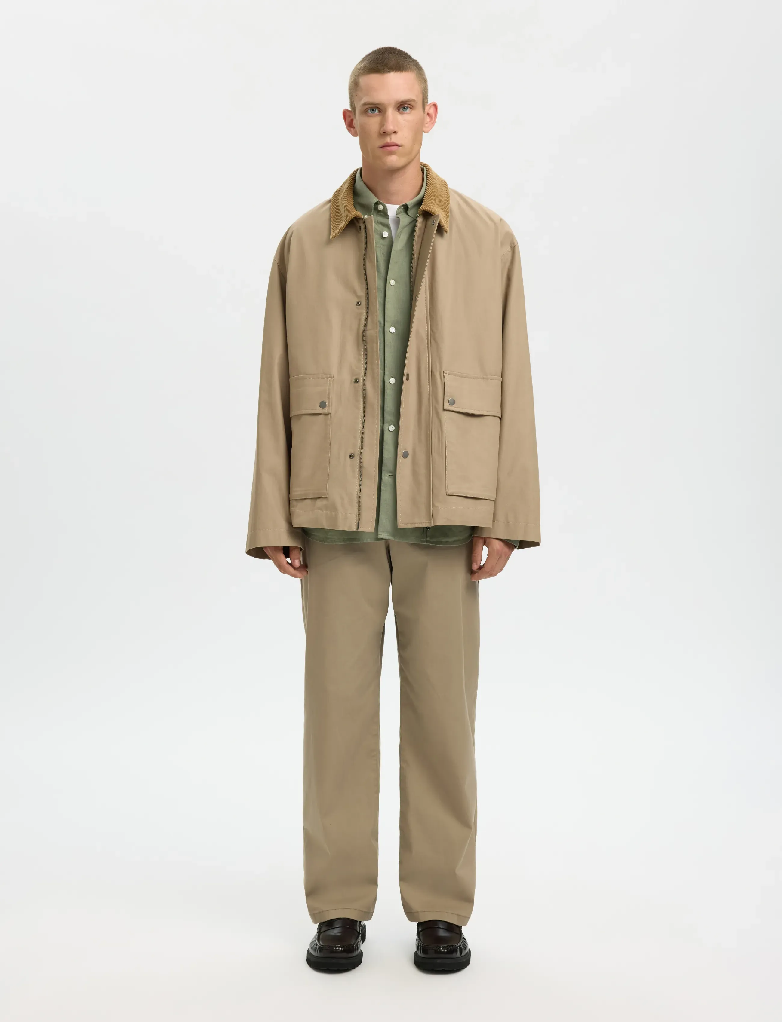 Selected - SLMREGCLAY LINENBLEND LS SHIRT CLA NOOS - casual skjorter - vetiver - 5