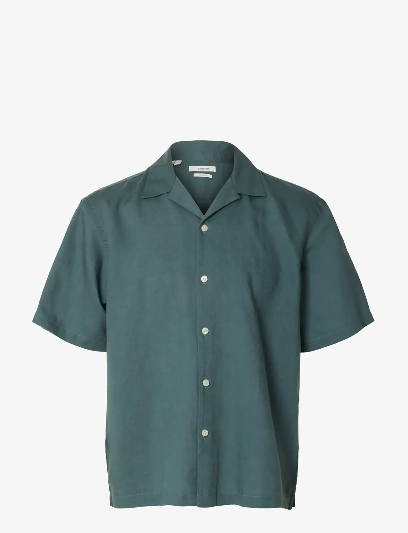 Selected - SLMRLXCLAY LINENBLEND SS SHIRT RES NOOS - leinenhemden - balsam green - 0