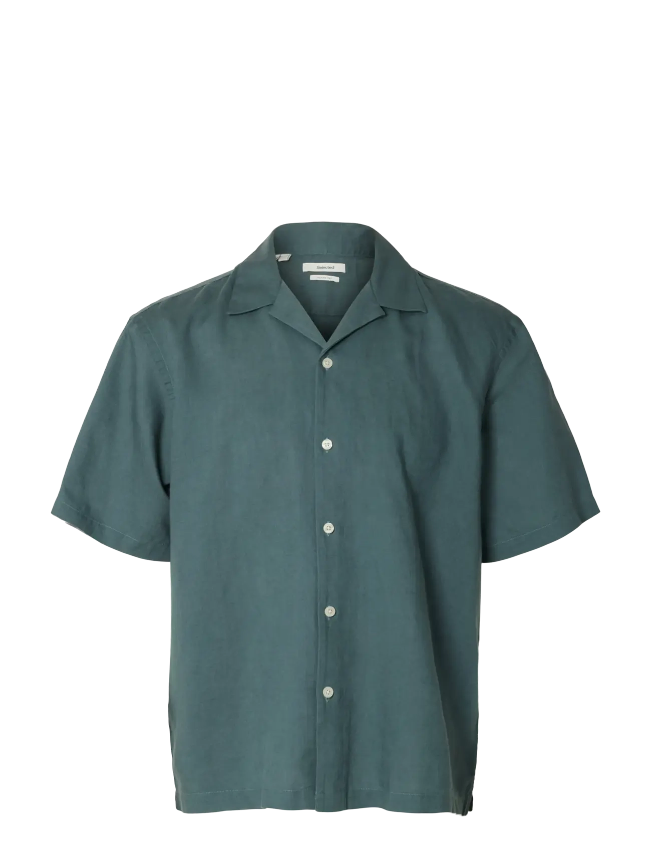 Selected SLMRLXCLAY LINENBLEND SS SHIRT RES NOOS - Tøj - BALSAM GREEN / green