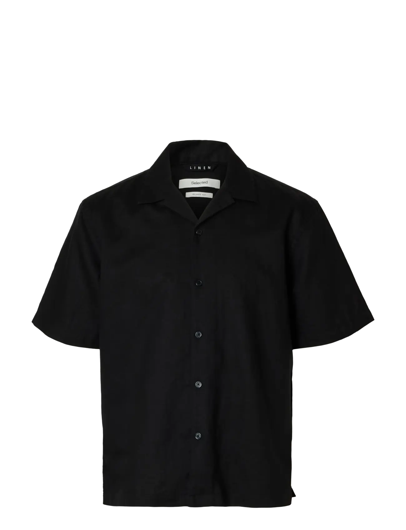 Selected SLMRLXCLAY LINENBLEND SS SHIRT RES NOOS - Kleidung - BLACK / black