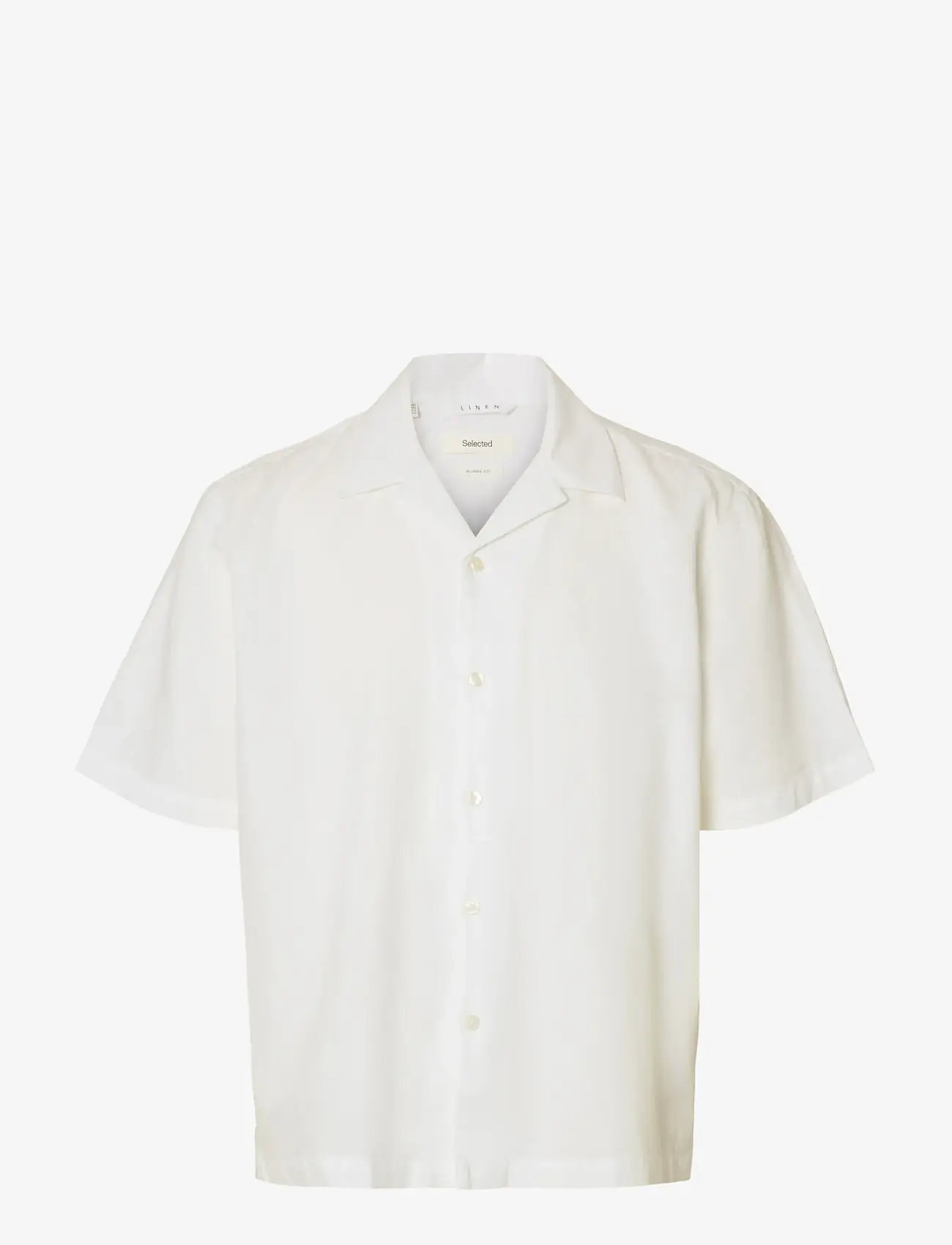 Selected - SLMRLXCLAY LINENBLEND SS SHIRT RES NOOS - leinenhemden - bright white - 1