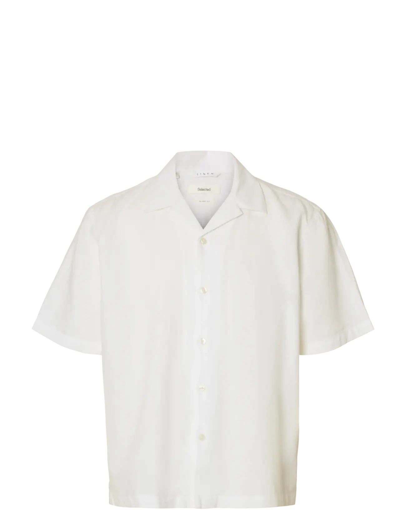 Selected SLMRLXCLAY LINENBLEND SS SHIRT RES NOOS - Skjorter - BRIGHT WHITE / cream