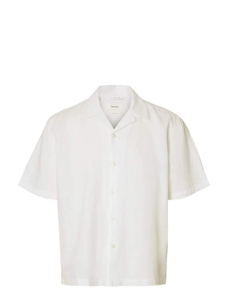 Selected - SLMRLXCLAY LINENBLEND SS SHIRT RES NOOS - leinenhemden - bright white - 1