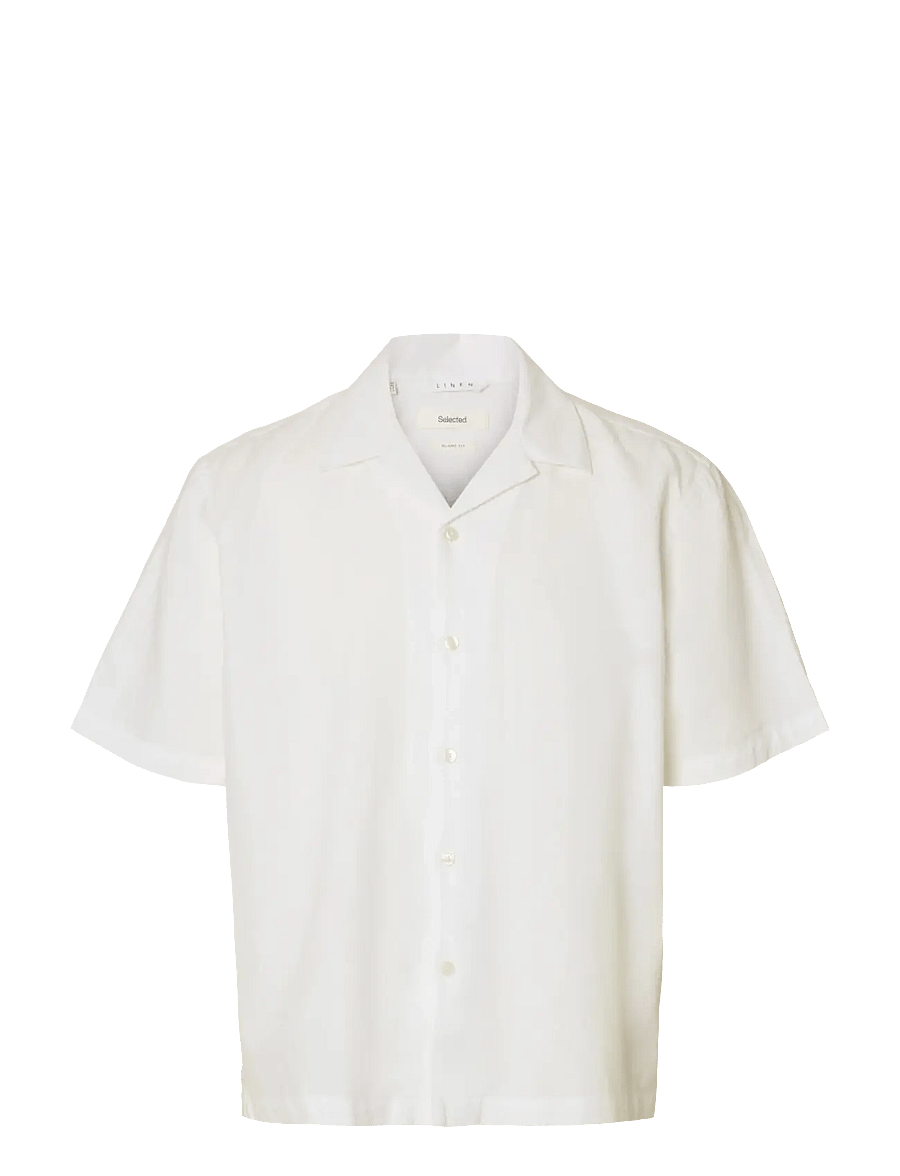 Selected - SLMRLXCLAY LINENBLEND SS SHIRT RES NOOS - chemises de lin - bright white - 1