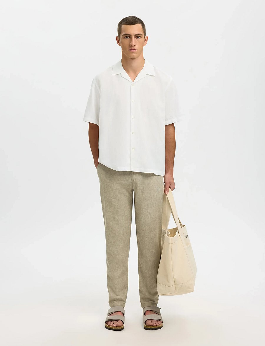 Selected - SLMRLXCLAY LINENBLEND SS SHIRT RES NOOS - chemises de lin - bright white - 5