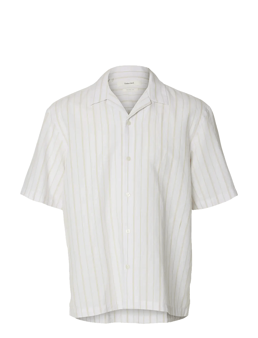 Selected - SLMRLXCLAY LINENBLEND SS SHIRT RES NOOS - chemises de lin - bright white - 1