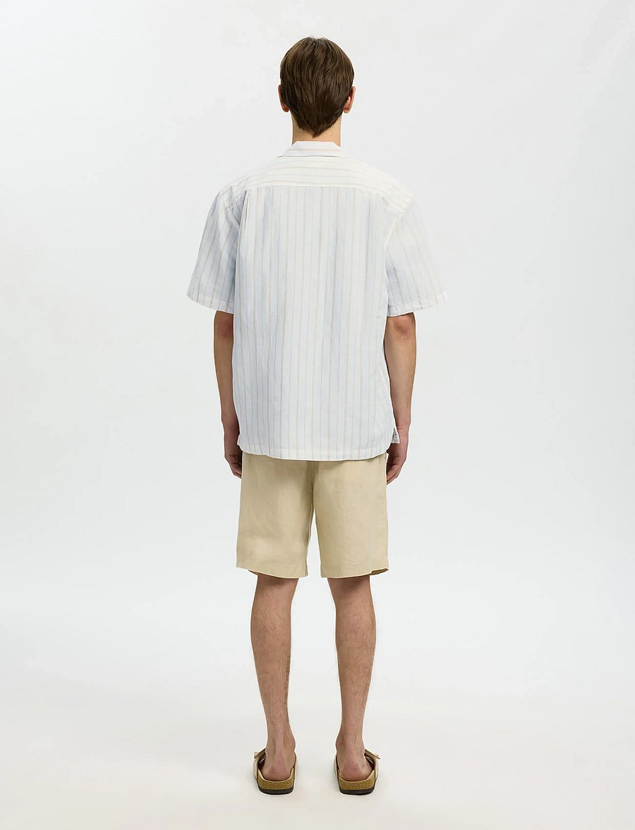Selected - SLMRLXCLAY LINENBLEND SS SHIRT RES NOOS - chemises de lin - bright white - 2