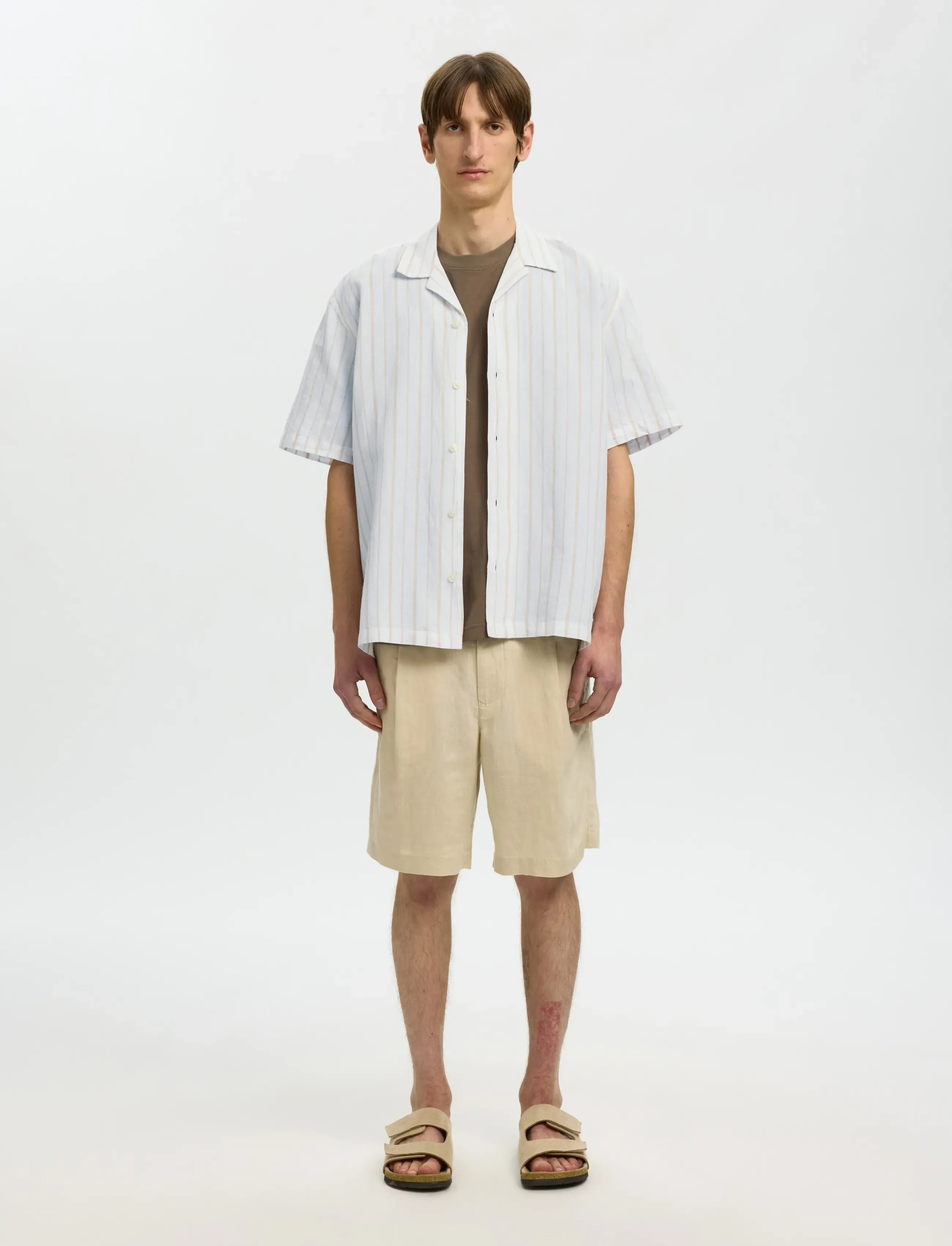 Selected - SLMRLXCLAY LINENBLEND SS SHIRT RES NOOS - hørskjorter - bright white - 3