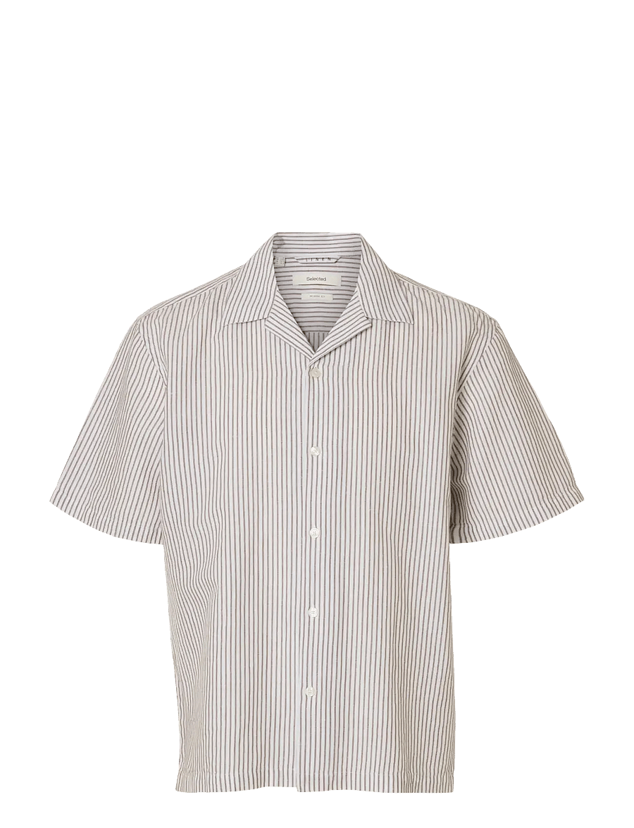 Selected - SLMRLXCLAY LINENBLEND SS SHIRT RES NOOS - leinenhemden - bright white - 1