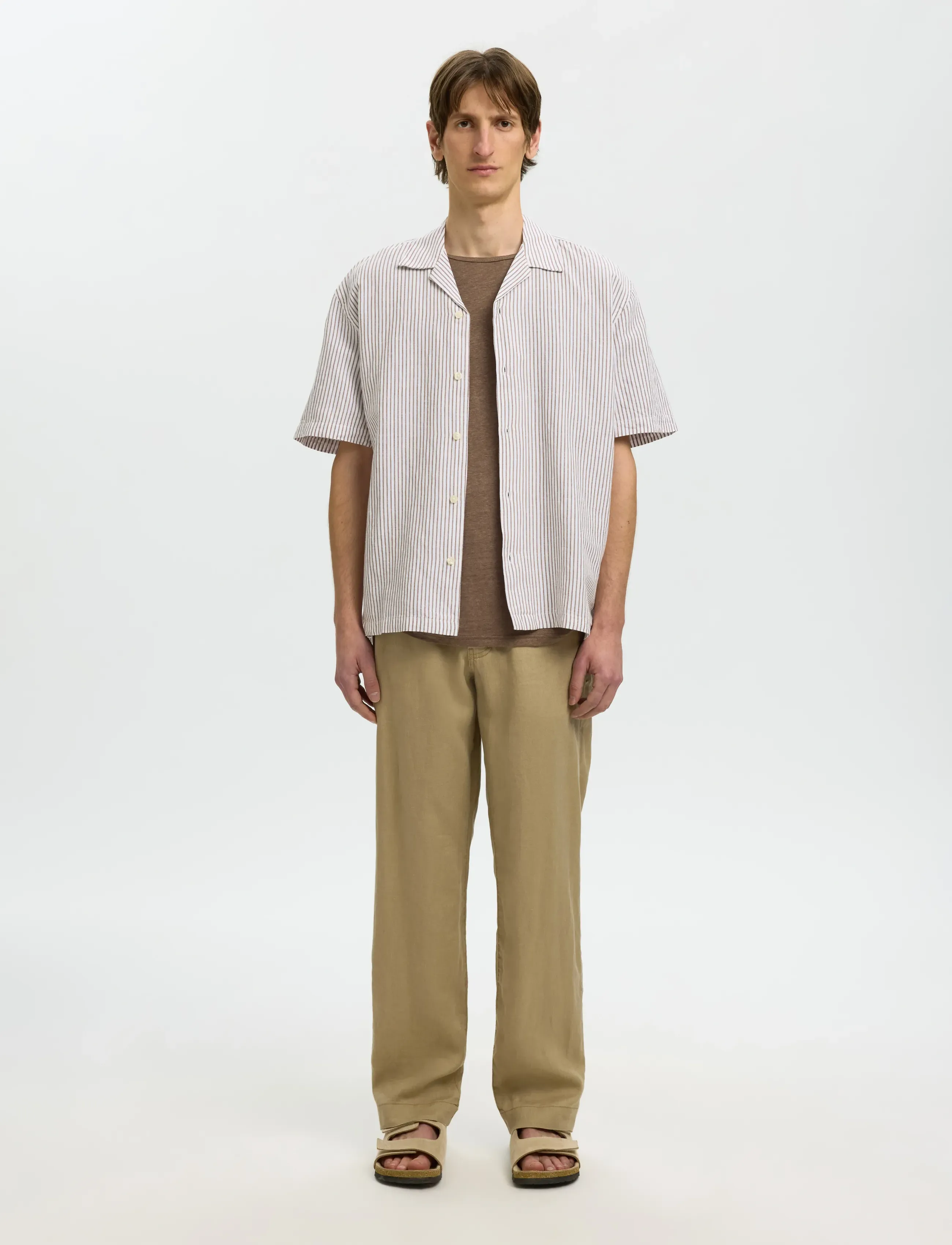 Selected - SLMRLXCLAY LINENBLEND SS SHIRT RES NOOS - leinenhemden - bright white - 3