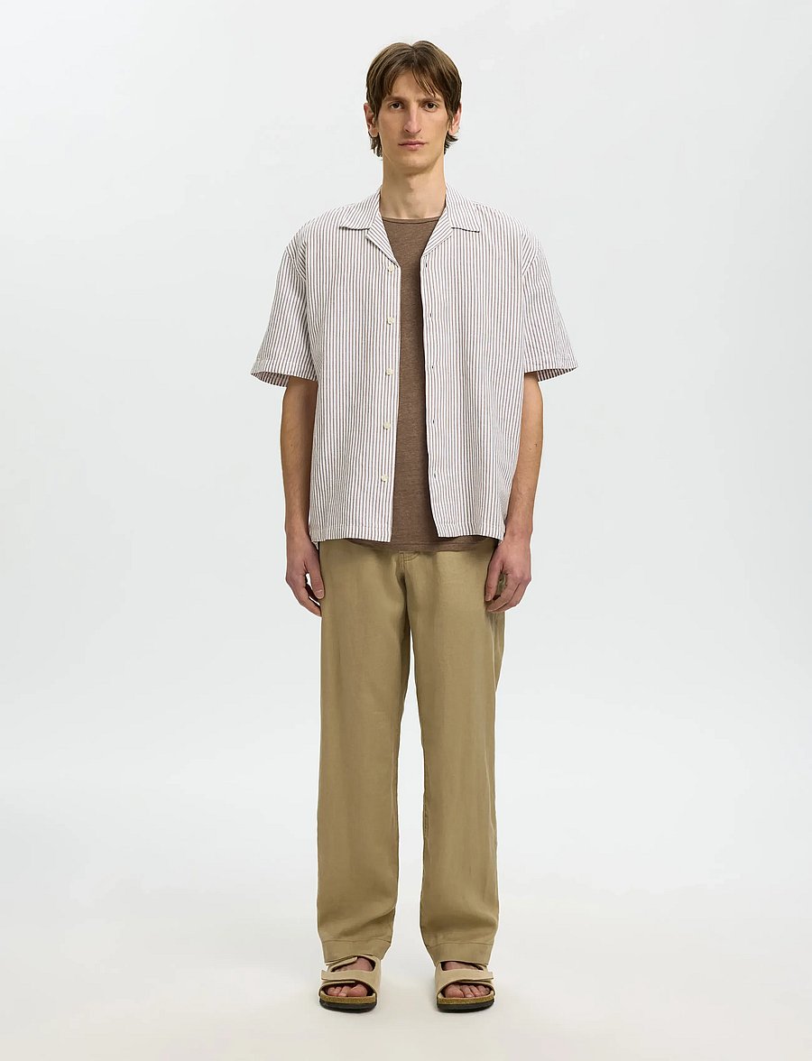Selected - SLMRLXCLAY LINENBLEND SS SHIRT RES NOOS - leinenhemden - bright white - 3