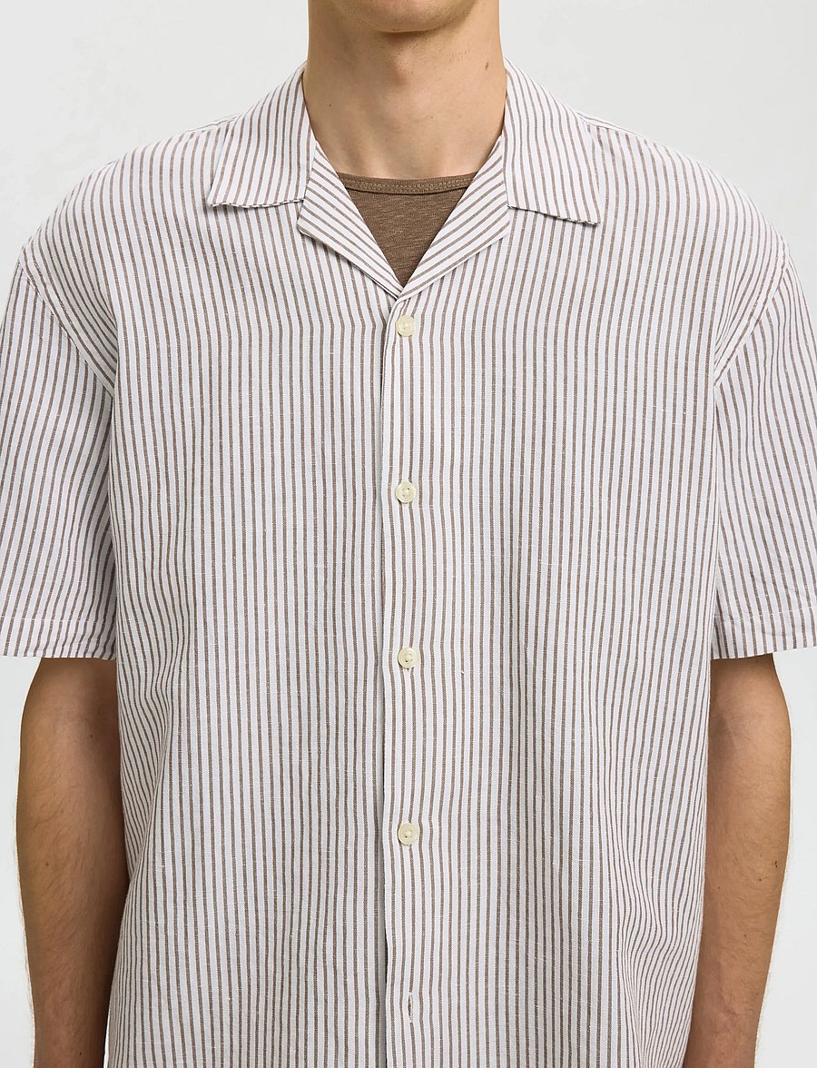Selected - SLMRLXCLAY LINENBLEND SS SHIRT RES NOOS - leinenhemden - bright white - 4
