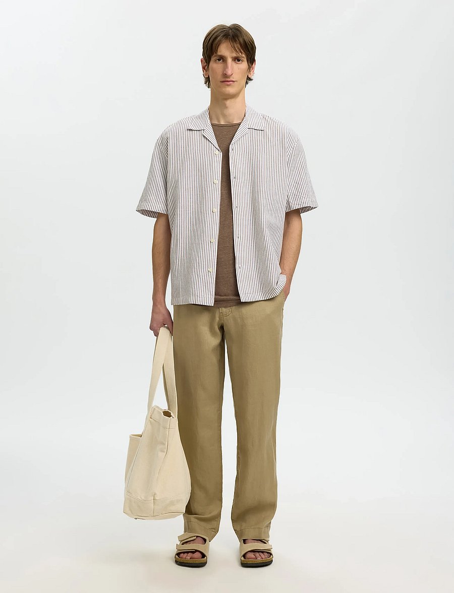 Selected - SLMRLXCLAY LINENBLEND SS SHIRT RES NOOS - leinenhemden - bright white - 5