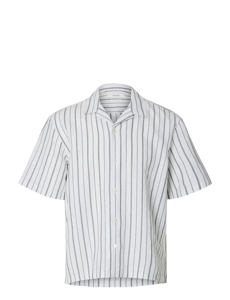 Selected - SLMRLXCLAY LINENBLEND SS SHIRT RES NOOS - chemises de lin - bright white - 1