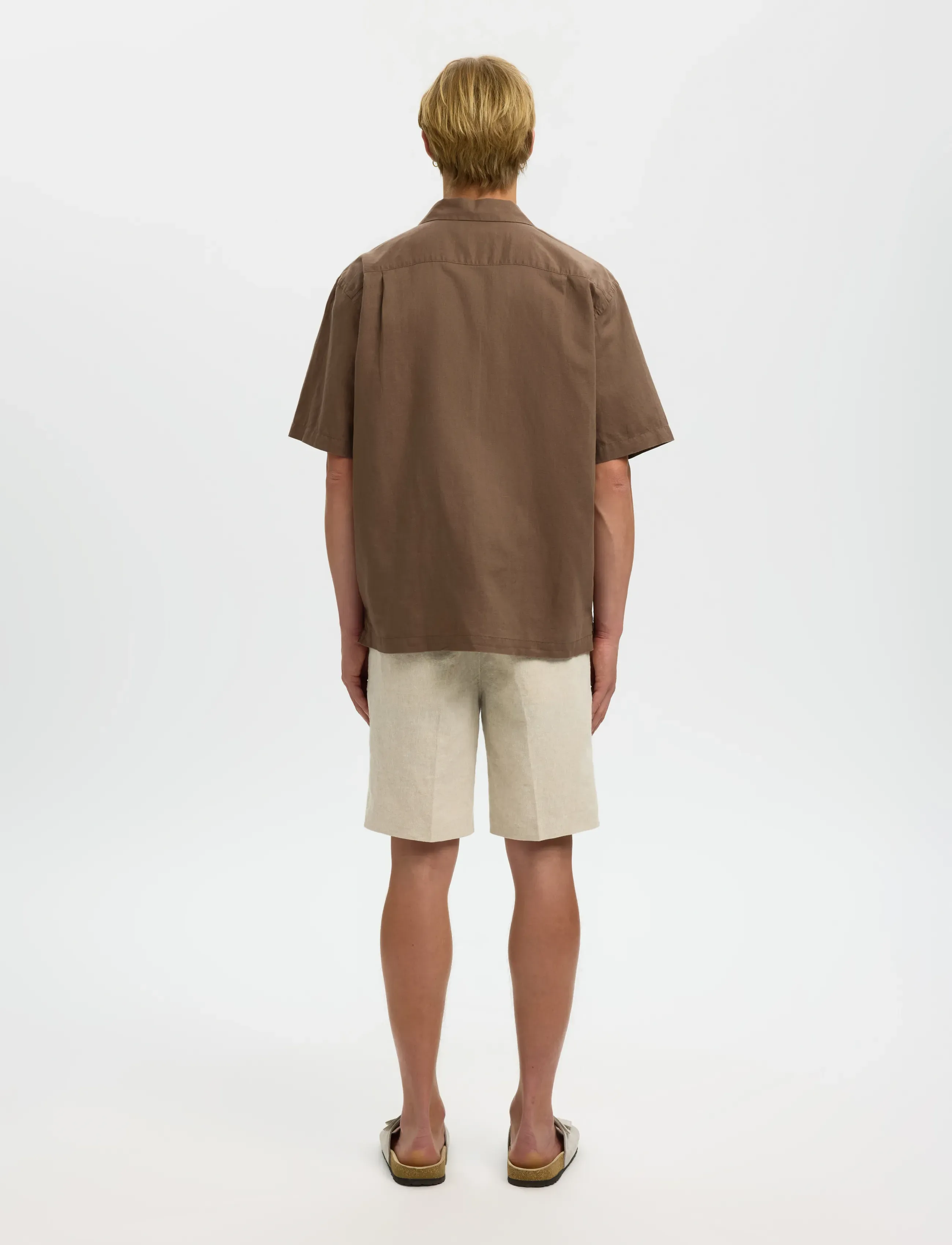 Selected - SLMRLXCLAY LINENBLEND SS SHIRT RES NOOS - hørskjorter - chocolate chip - 2