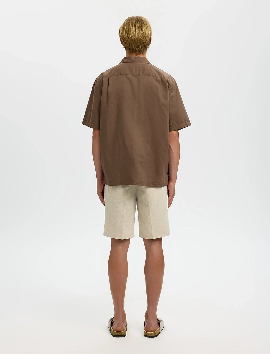 Selected - SLMRLXCLAY LINENBLEND SS SHIRT RES NOOS - chemises de lin - chocolate chip - 2