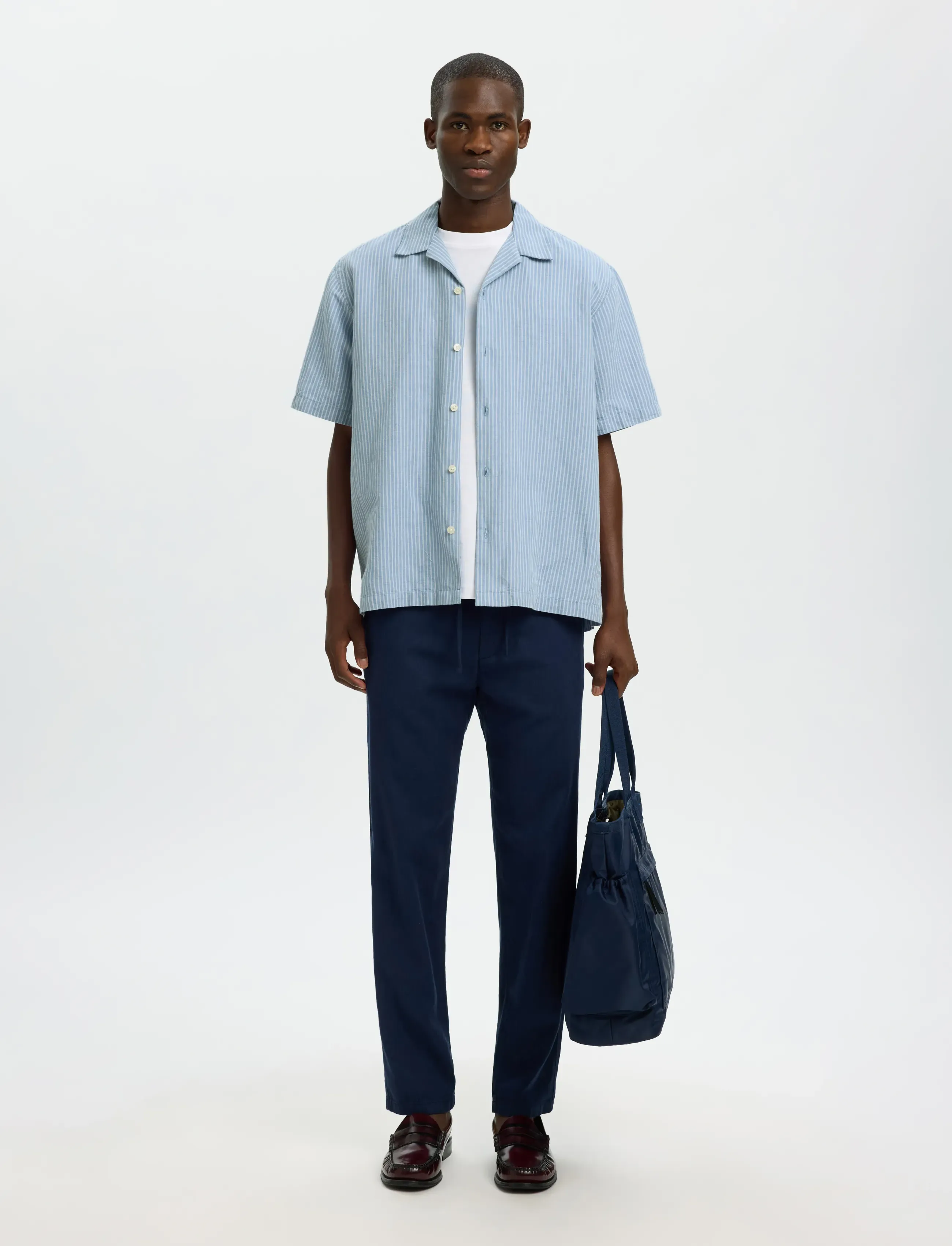 Selected - SLMRLXCLAY LINENBLEND SS SHIRT RES NOOS - leinenhemden - dusty blue - 3