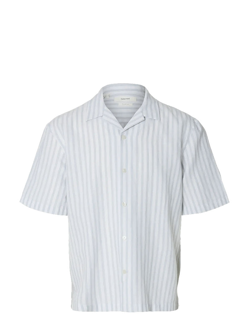 Selected - SLMRLXCLAY LINENBLEND SS SHIRT RES NOOS - linneskjortor - dusty blue - 1