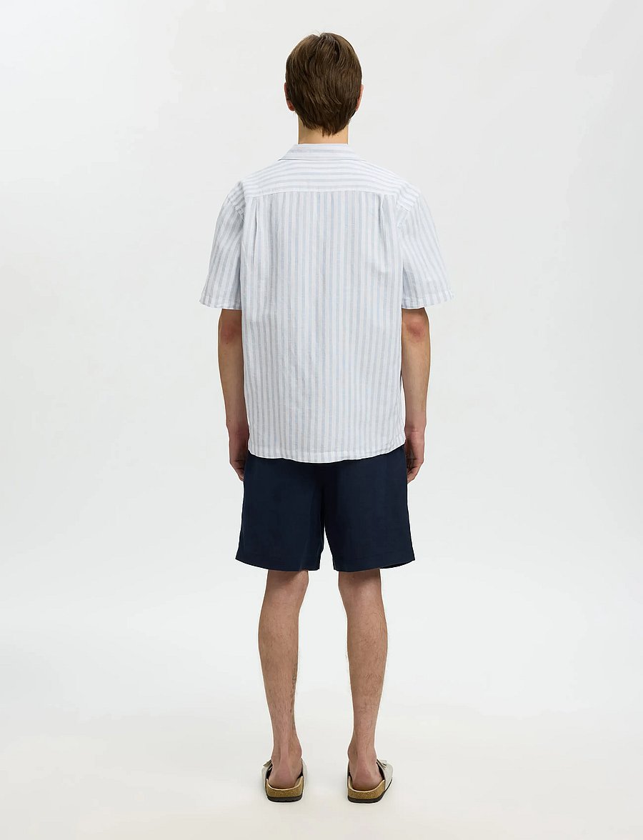 Selected - SLMRLXCLAY LINENBLEND SS SHIRT RES NOOS - linen shirts - dusty blue - 2