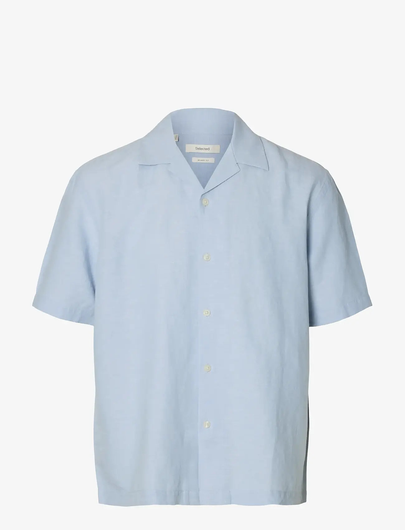 Selected - SLMRLXCLAY LINENBLEND SS SHIRT RES NOOS - hørskjorter - dusty blue - 1
