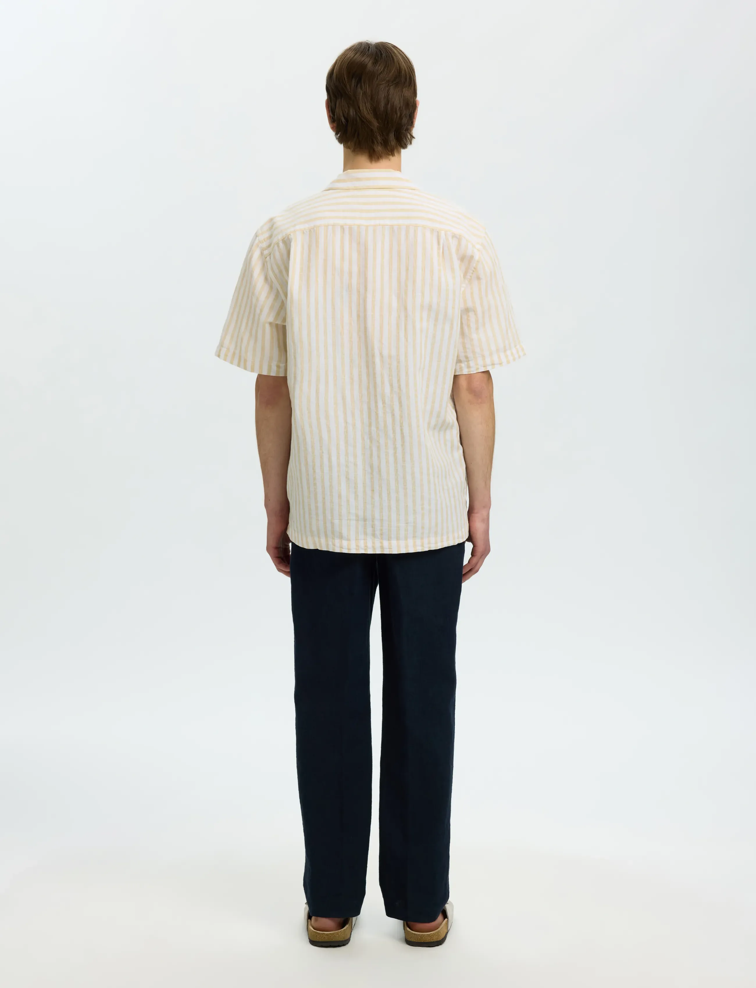 Selected - SLMRLXCLAY LINENBLEND SS SHIRT RES NOOS - linased särgid - ochre - 2