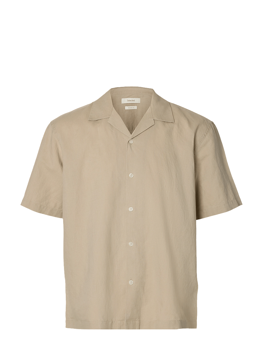 Selected - SLMRLXCLAY LINENBLEND SS SHIRT RES NOOS - leinenhemden - pure cashmere - 1