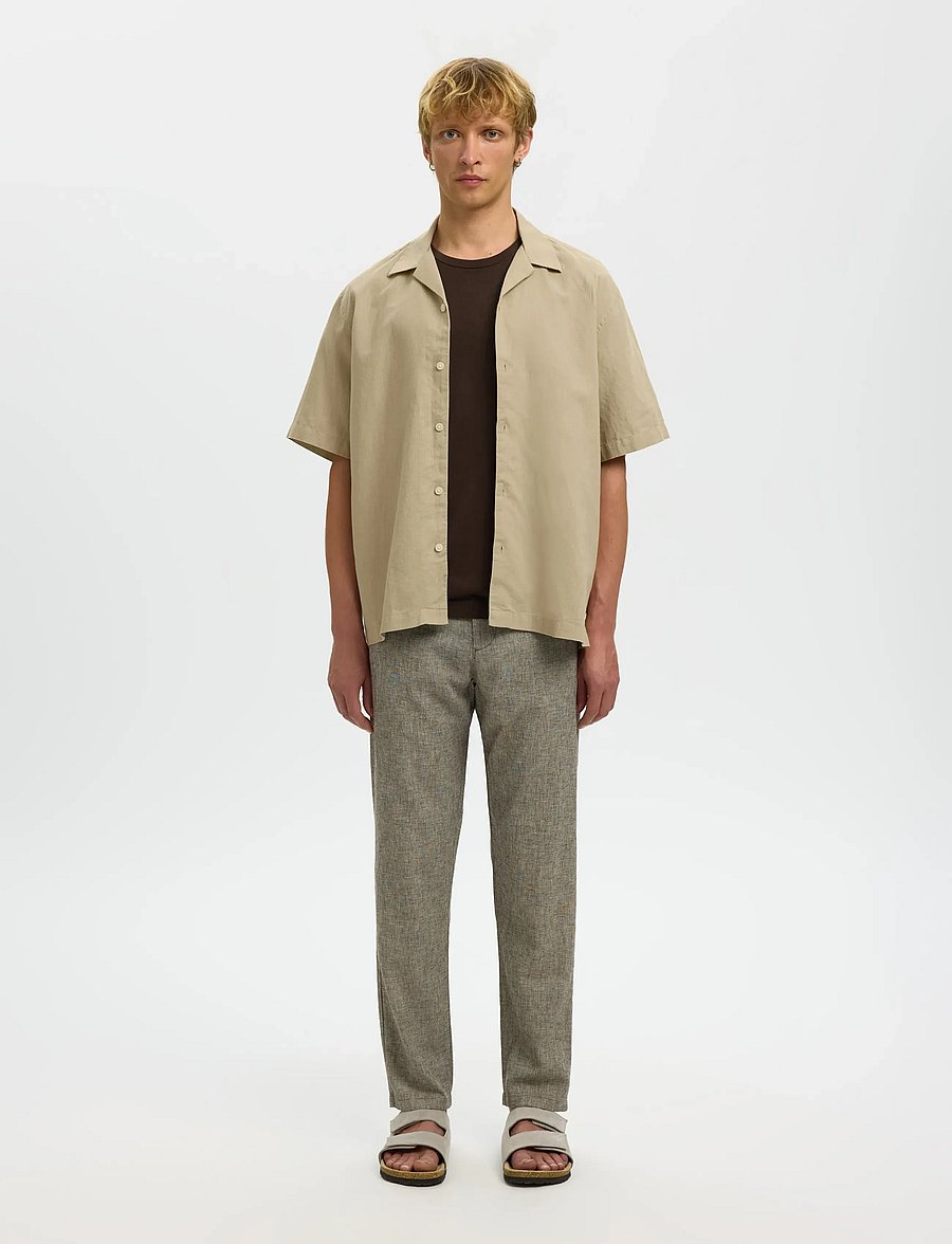 Selected - SLMRLXCLAY LINENBLEND SS SHIRT RES NOOS - leinenhemden - pure cashmere - 3