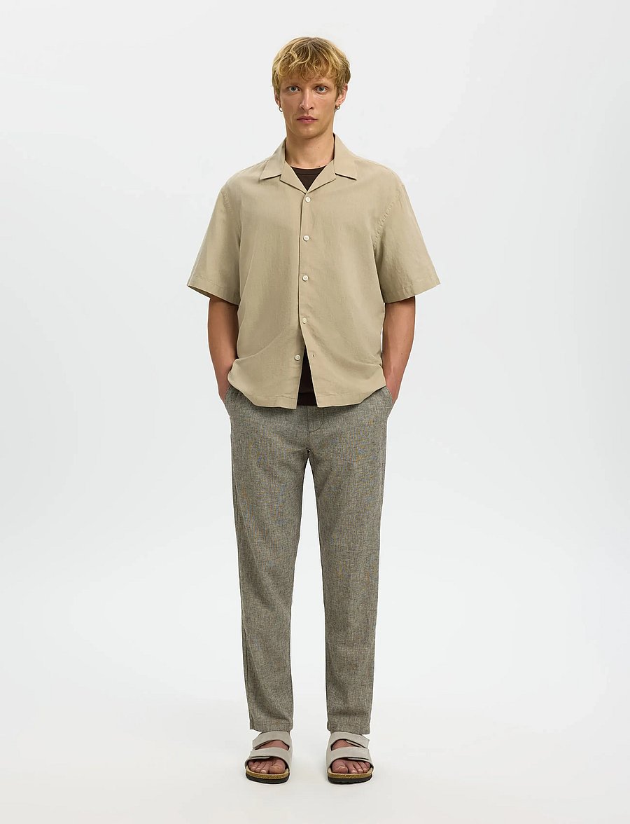 Selected - SLMRLXCLAY LINENBLEND SS SHIRT RES NOOS - leinenhemden - pure cashmere - 5