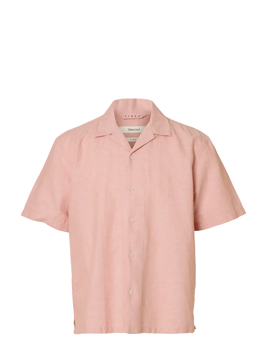 Selected - SLMRLXCLAY LINENBLEND SS SHIRT RES NOOS - pellavakauluspaidat - rose dawn - 1
