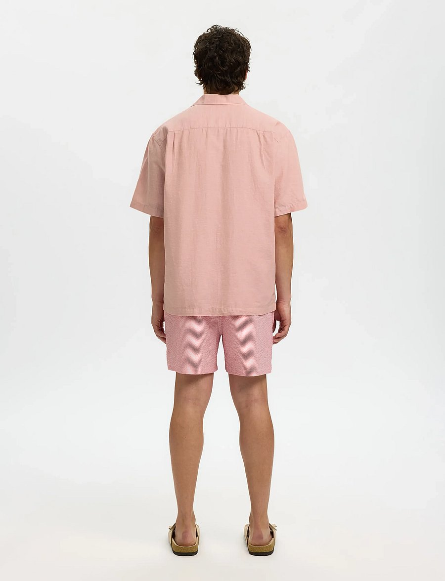Selected - SLMRLXCLAY LINENBLEND SS SHIRT RES NOOS - pellavakauluspaidat - rose dawn - 2