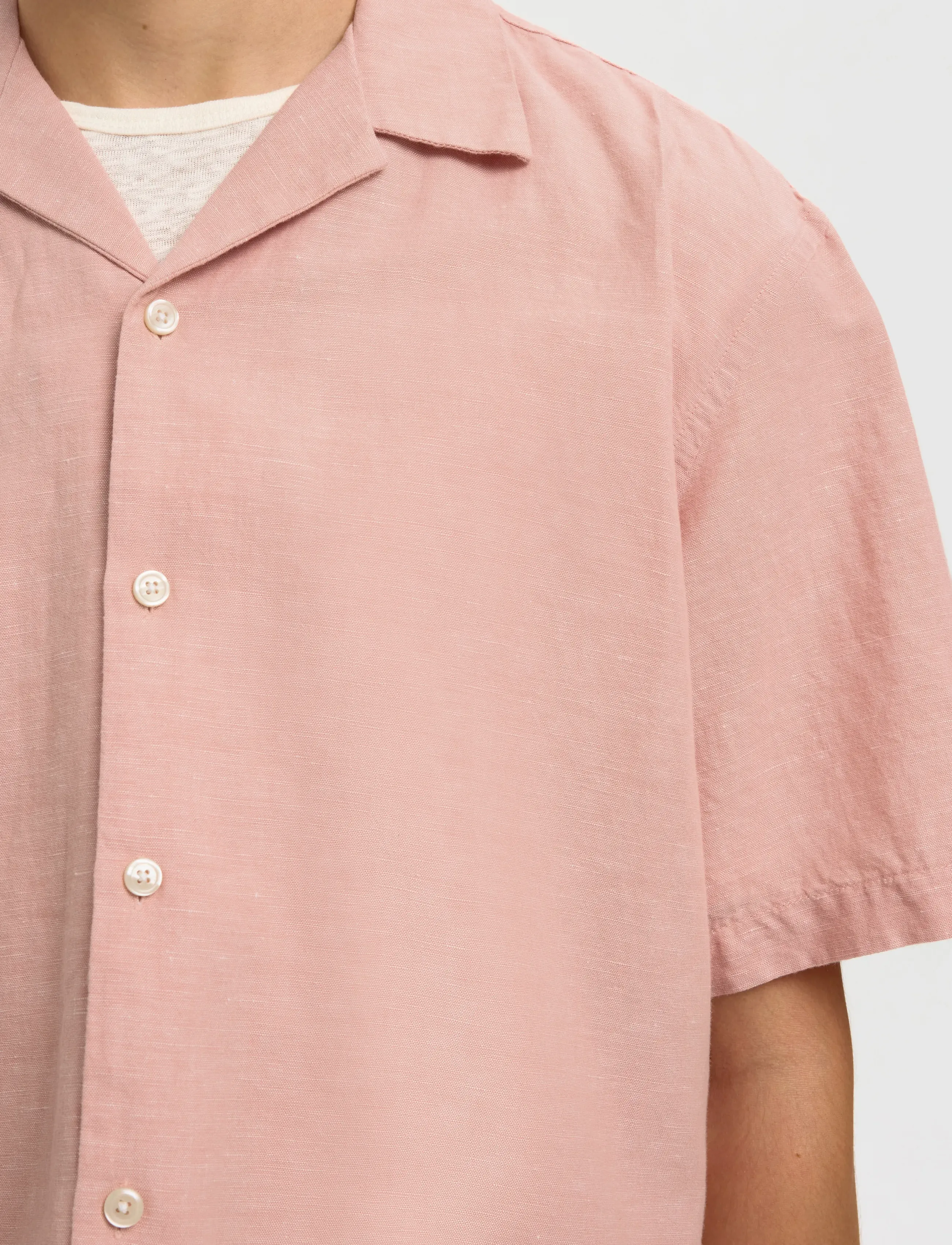 Selected - SLMRLXCLAY LINENBLEND SS SHIRT RES NOOS - hørskjorter - rose dawn - 4