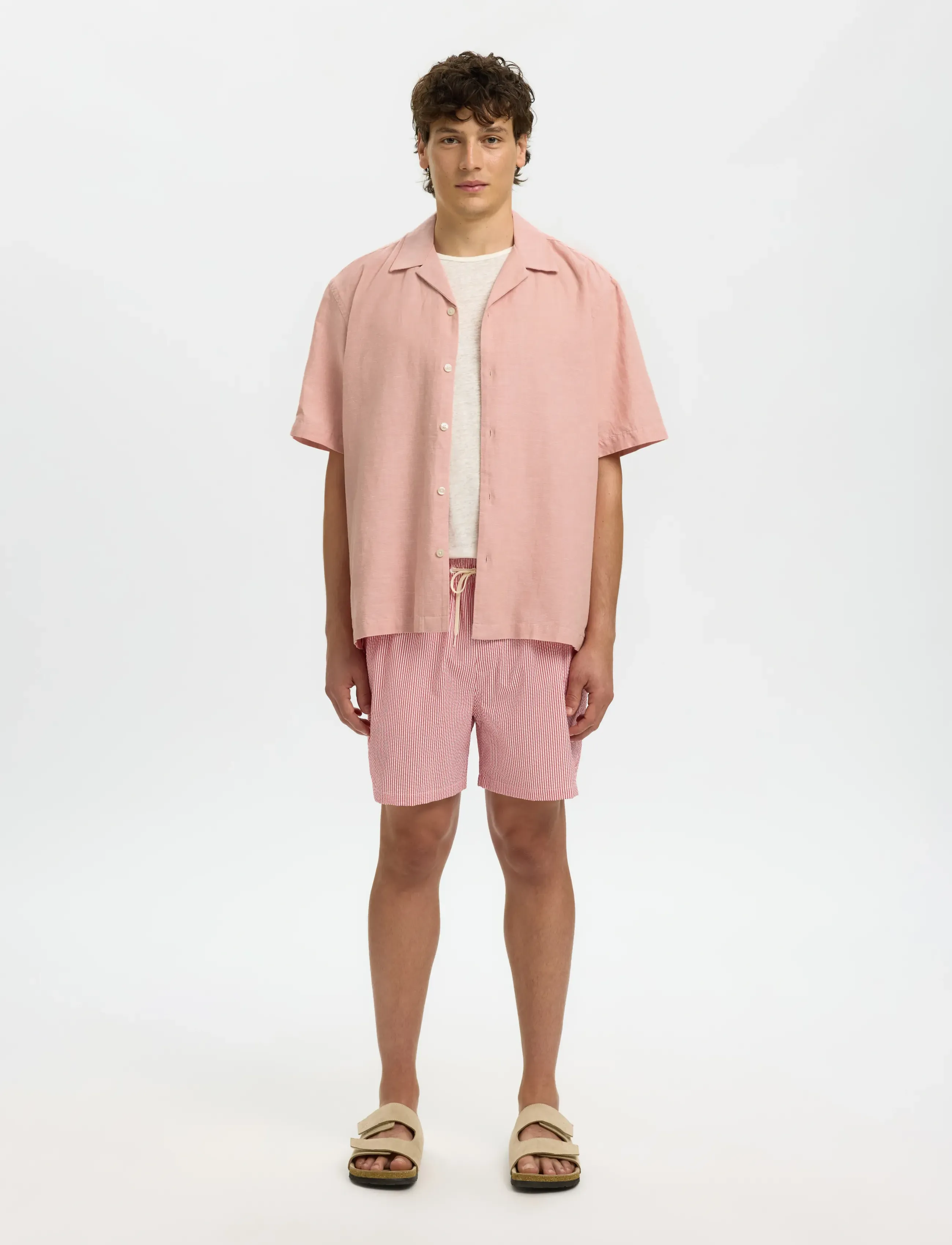 Selected - SLMRLXCLAY LINENBLEND SS SHIRT RES NOOS - hørskjorter - rose dawn - 5