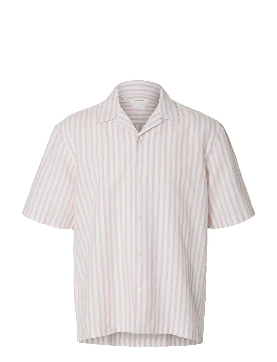 Selected - SLMRLXCLAY LINENBLEND SS SHIRT RES NOOS - linen shirts - rose dawn - 1