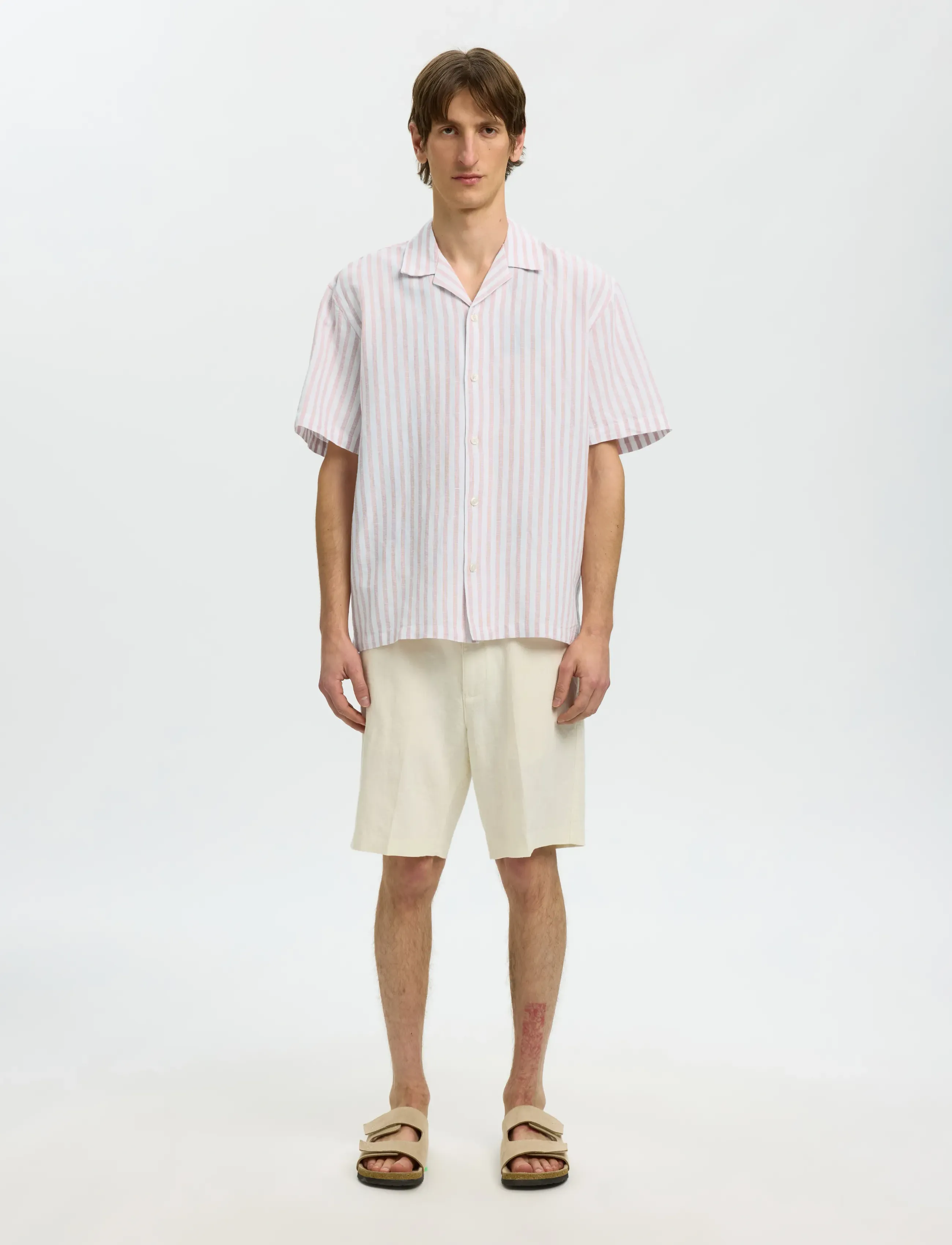 Selected - SLMRLXCLAY LINENBLEND SS SHIRT RES NOOS - hørskjorter - rose dawn - 3