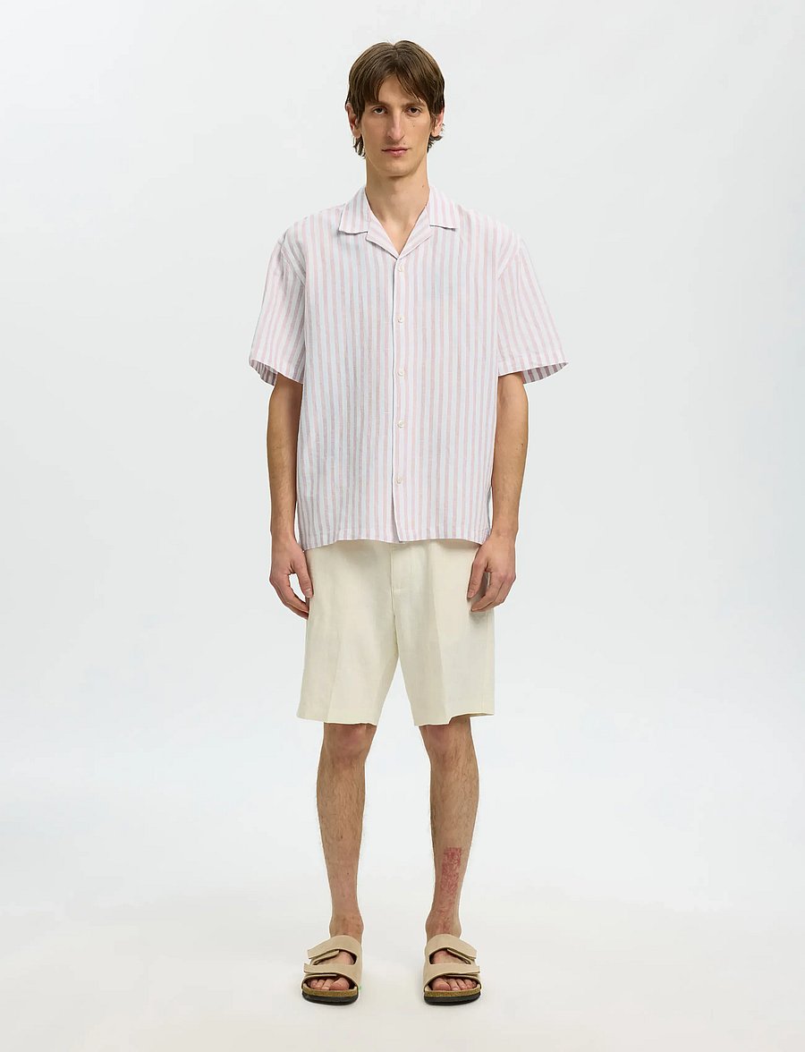 Selected - SLMRLXCLAY LINENBLEND SS SHIRT RES NOOS - linen shirts - rose dawn - 3