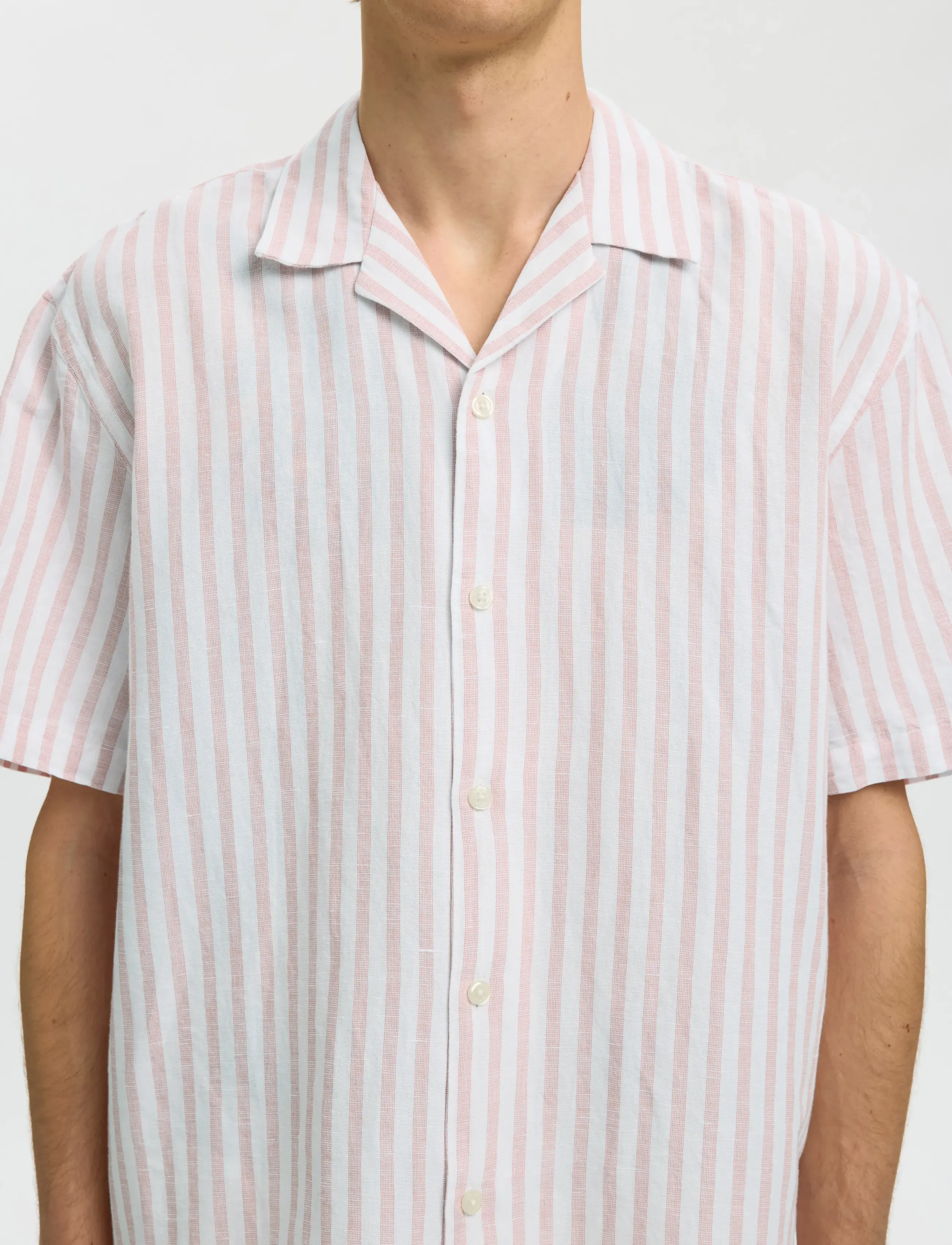 Selected - SLMRLXCLAY LINENBLEND SS SHIRT RES NOOS - hørskjorter - rose dawn - 4