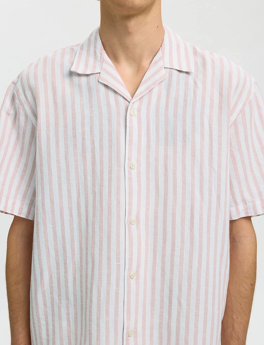 Selected - SLMRLXCLAY LINENBLEND SS SHIRT RES NOOS - linen shirts - rose dawn - 4