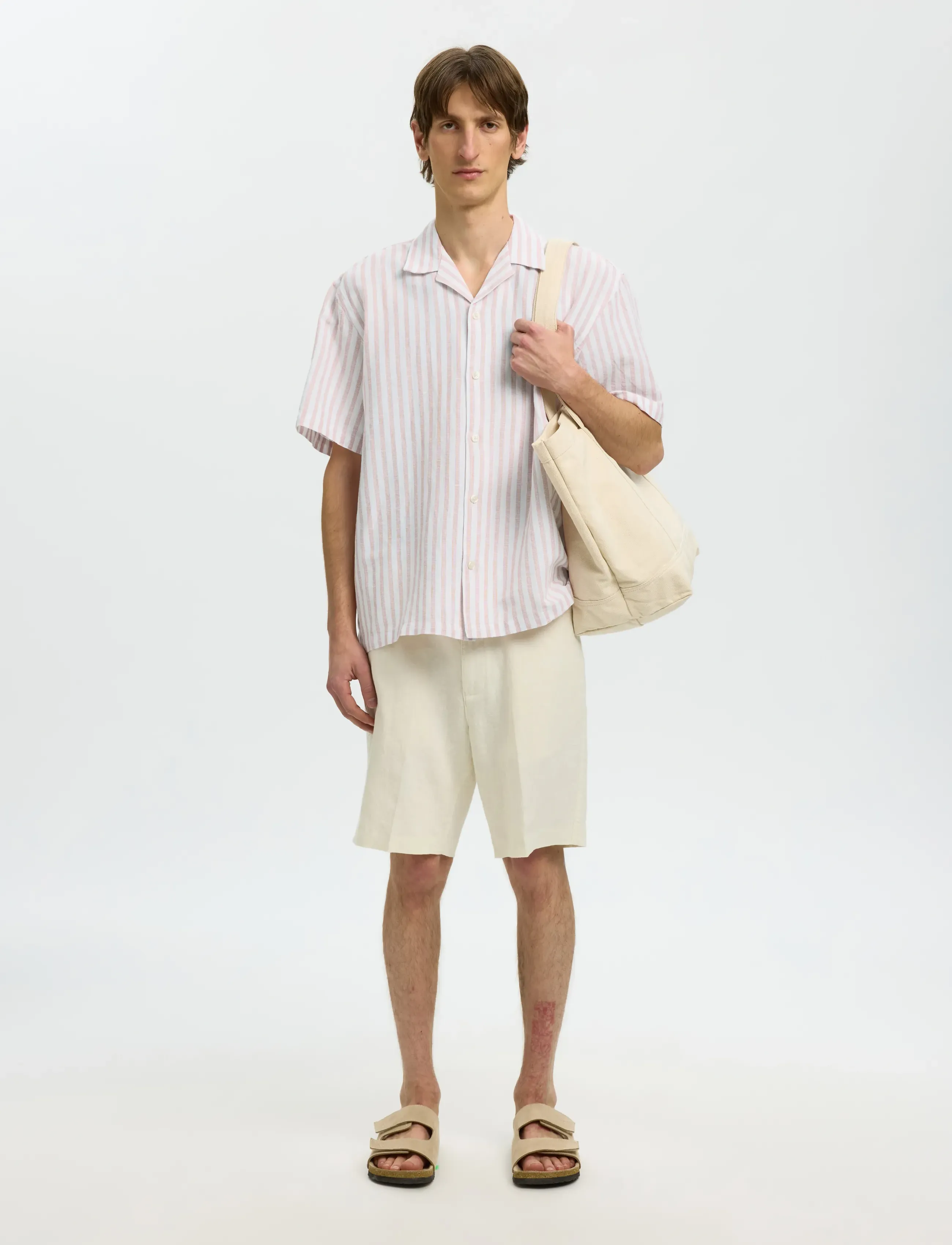 Selected - SLMRLXCLAY LINENBLEND SS SHIRT RES NOOS - hørskjorter - rose dawn - 5