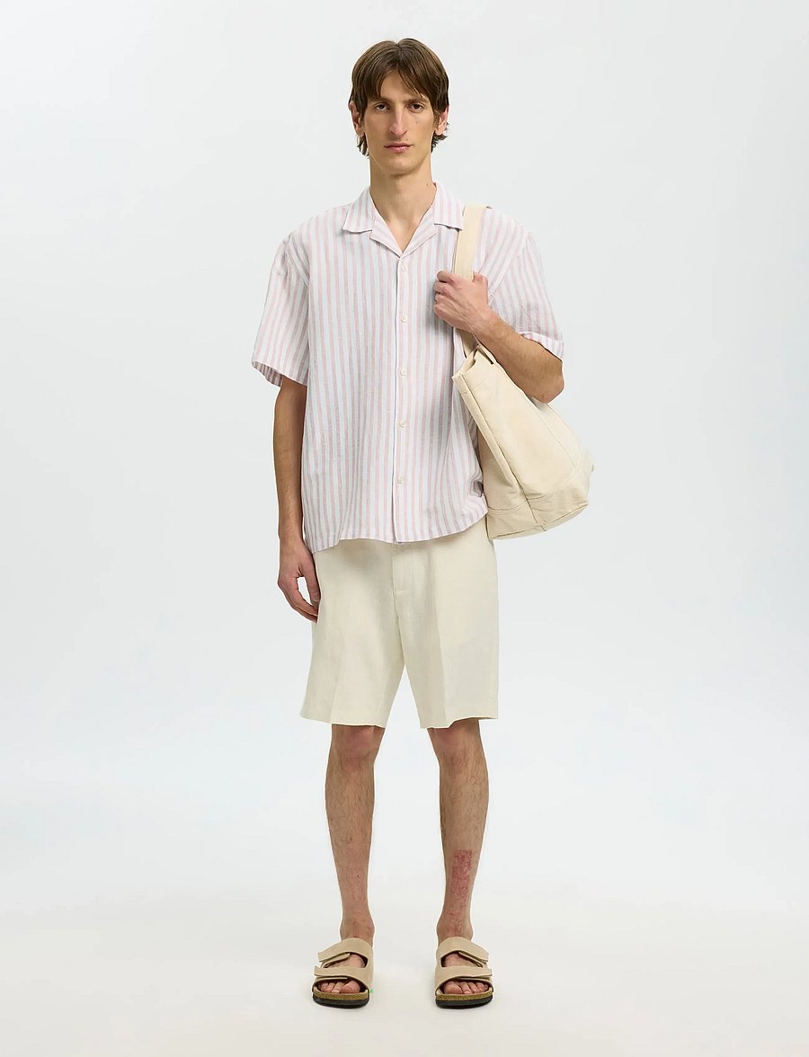 Selected - SLMRLXCLAY LINENBLEND SS SHIRT RES NOOS - linen shirts - rose dawn - 5