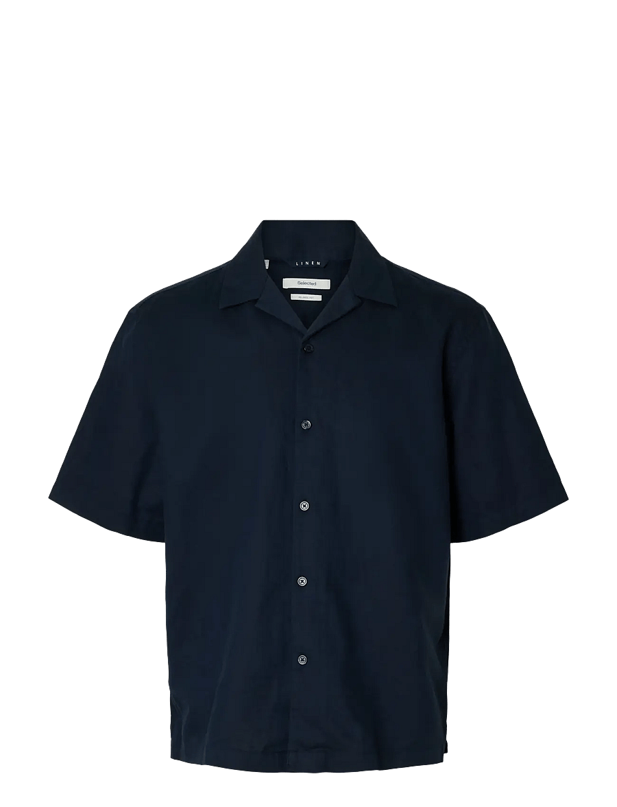 Selected - SLMRLXCLAY LINENBLEND SS SHIRT RES NOOS - chemises de lin - sky captain - 1